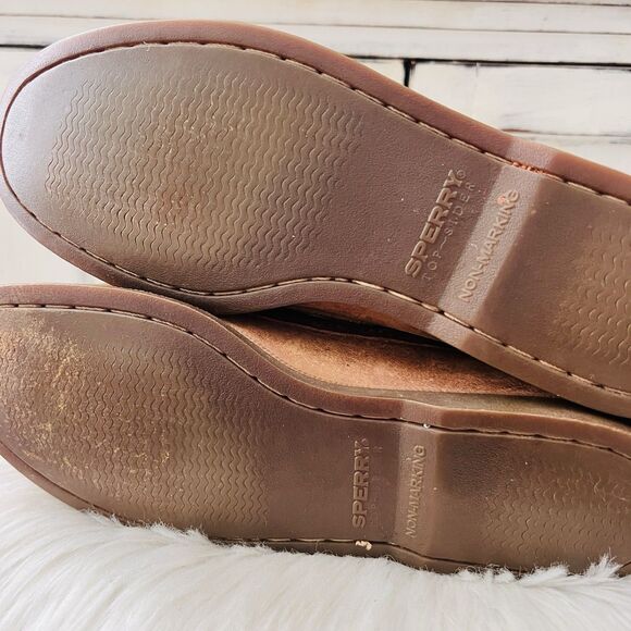 Sperry Top Sider Brown Leather Slip on Loafers Boat Shoes Leather Laces Mens 9M - Picture 6 of 8